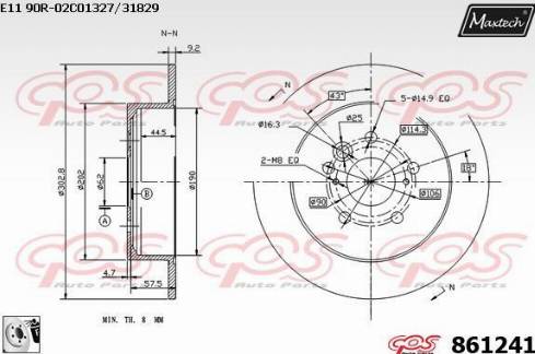 Maxtech 861241.0080 - Гальмівний диск autozip.com.ua