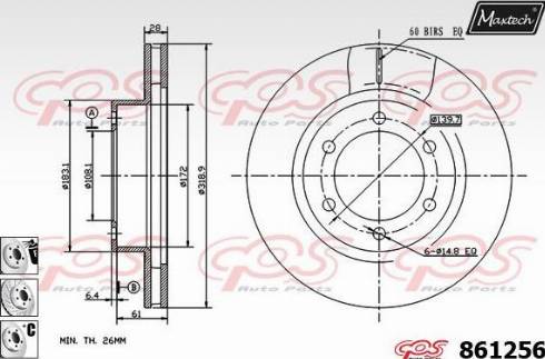 Maxtech 861256.6880 - Гальмівний диск autozip.com.ua