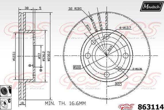 Maxtech 861264 - Гальмівний диск autozip.com.ua