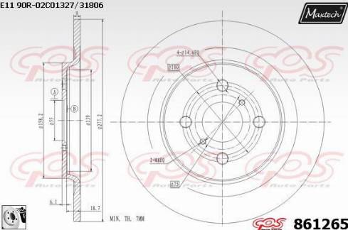 Maxtech 861265.0080 - Гальмівний диск autozip.com.ua