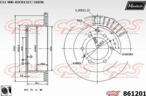 Maxtech 861201.0060 - Гальмівний диск autozip.com.ua