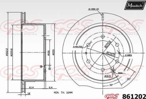 Maxtech 861202.0000 - Гальмівний диск autozip.com.ua