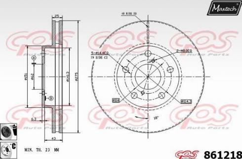 Maxtech 861218.6060 - Гальмівний диск autozip.com.ua