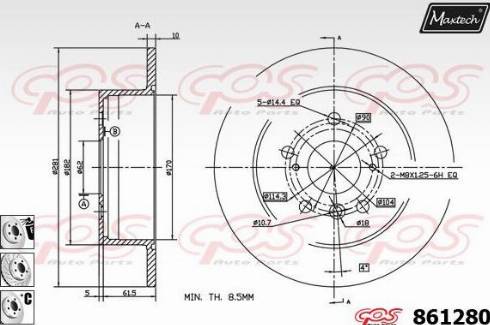 Maxtech 861280.6980 - Гальмівний диск autozip.com.ua