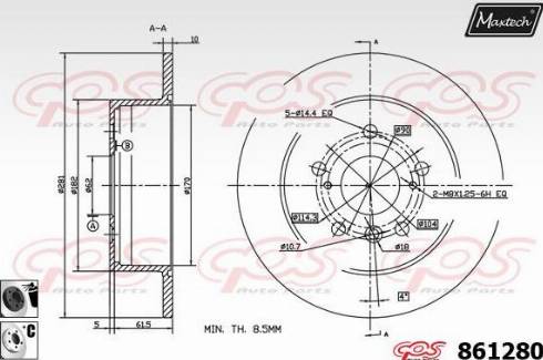 Maxtech 861280.6060 - Гальмівний диск autozip.com.ua