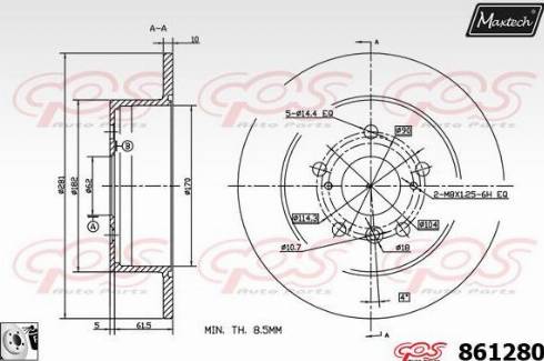 Maxtech 861280.0080 - Гальмівний диск autozip.com.ua