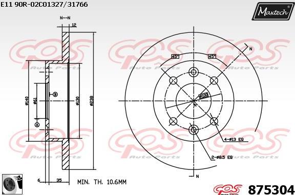 Maxtech 861280 - Гальмівний диск autozip.com.ua