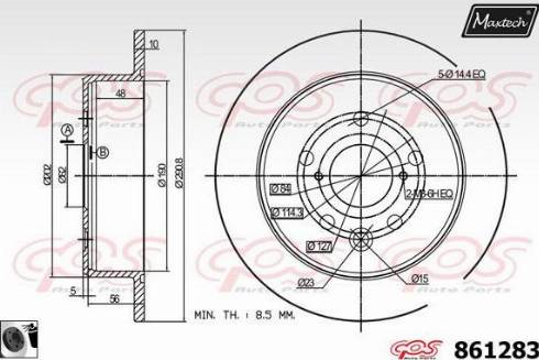 Maxtech 861283.0060 - Гальмівний диск autozip.com.ua