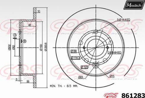 Maxtech 861283.0000 - Гальмівний диск autozip.com.ua