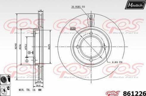 Maxtech 861226.6060 - Гальмівний диск autozip.com.ua