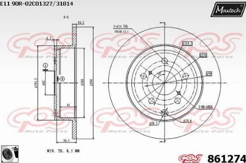 Maxtech 861274.0060 - Гальмівний диск autozip.com.ua