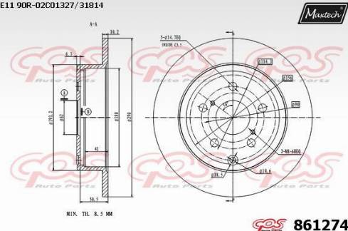 Maxtech 861274.0000 - Гальмівний диск autozip.com.ua