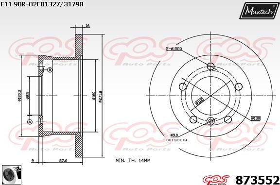 Maxtech 861274 - Гальмівний диск autozip.com.ua