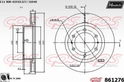 Maxtech 861276.0060 - Гальмівний диск autozip.com.ua