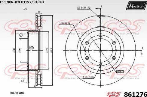 Maxtech 861276.0000 - Гальмівний диск autozip.com.ua