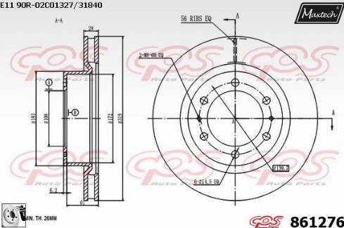 Maxtech 861276.0080 - Гальмівний диск autozip.com.ua