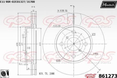 Maxtech 861273.0060 - Гальмівний диск autozip.com.ua