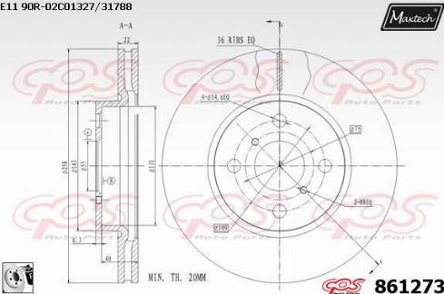 Maxtech 861273.0080 - Гальмівний диск autozip.com.ua