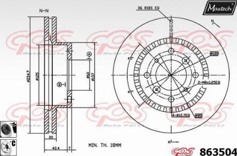 Maxtech 863504.6060 - Гальмівний диск autozip.com.ua