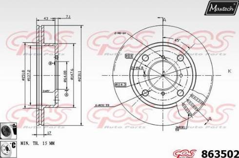 Maxtech 863502.6060 - Гальмівний диск autozip.com.ua