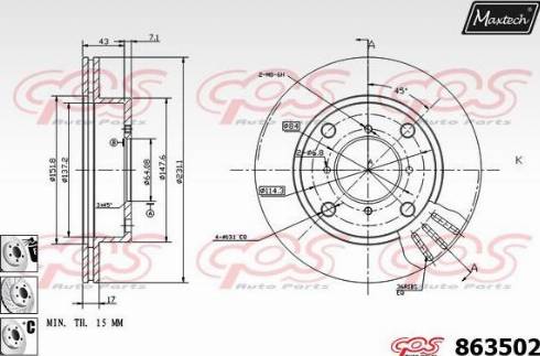 Maxtech 863502.6880 - Гальмівний диск autozip.com.ua