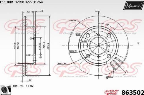 Maxtech 863502.0060 - Гальмівний диск autozip.com.ua