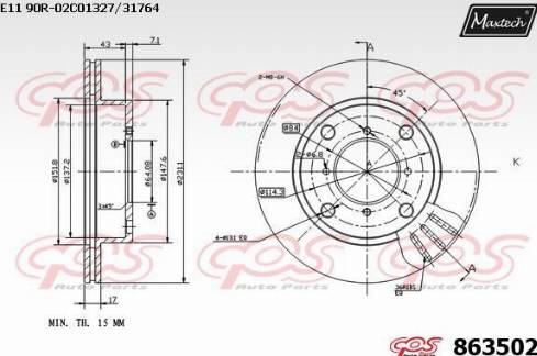 Maxtech 863502.0000 - Гальмівний диск autozip.com.ua