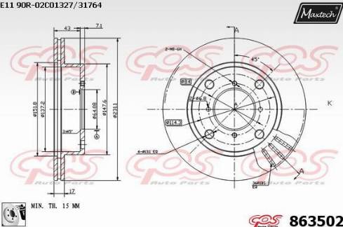 Maxtech 863502.0080 - Гальмівний диск autozip.com.ua