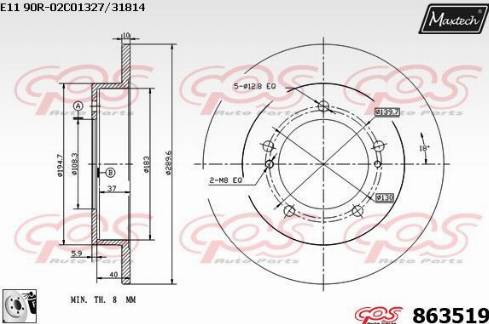 Maxtech 863519.0080 - Гальмівний диск autozip.com.ua