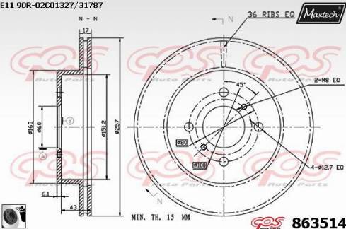 Maxtech 863514.0060 - Гальмівний диск autozip.com.ua