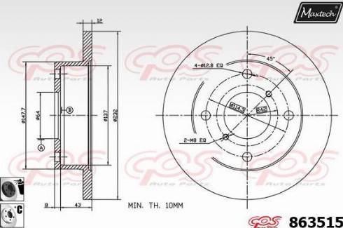 Maxtech 863515.6060 - Гальмівний диск autozip.com.ua