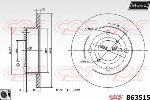 Maxtech 863515.0060 - Гальмівний диск autozip.com.ua