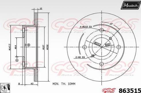 Maxtech 863515.0080 - Гальмівний диск autozip.com.ua