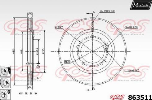 Maxtech 863511.6980 - Гальмівний диск autozip.com.ua