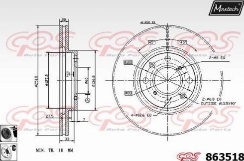 Maxtech 863518.6060 - Гальмівний диск autozip.com.ua