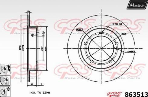 Maxtech 863513.6980 - Гальмівний диск autozip.com.ua