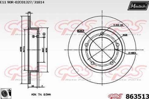 Maxtech 863513.0060 - Гальмівний диск autozip.com.ua