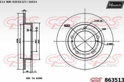 Maxtech 863513.0000 - Гальмівний диск autozip.com.ua