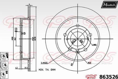 Maxtech 863526.6880 - Гальмівний диск autozip.com.ua