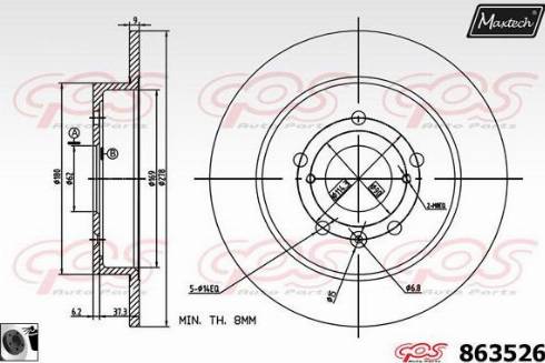 Maxtech 863526.0060 - Гальмівний диск autozip.com.ua