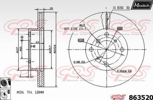 Maxtech 863520.6060 - Гальмівний диск autozip.com.ua