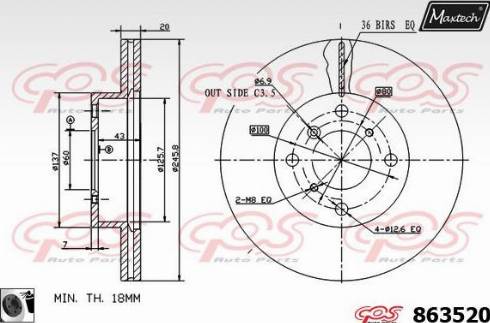 Maxtech 863520.0060 - Гальмівний диск autozip.com.ua