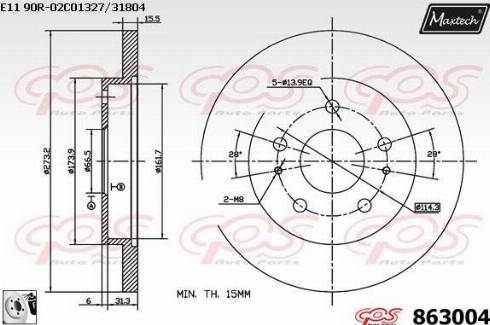 Maxtech 863004.0080 - Гальмівний диск autozip.com.ua