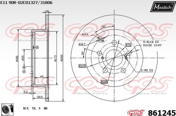 Maxtech 863004 - Гальмівний диск autozip.com.ua