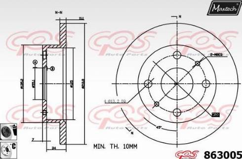 Maxtech 863005.6060 - Гальмівний диск autozip.com.ua