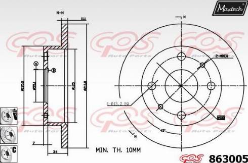 Maxtech 863005.6980 - Гальмівний диск autozip.com.ua