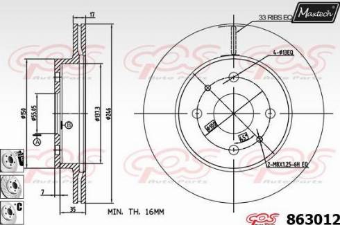 Maxtech 863012.6880 - Гальмівний диск autozip.com.ua