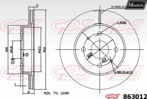 Maxtech 863012.0000 - Гальмівний диск autozip.com.ua