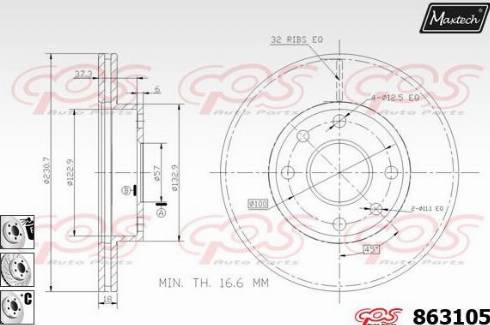 Maxtech 863105.6880 - Гальмівний диск autozip.com.ua