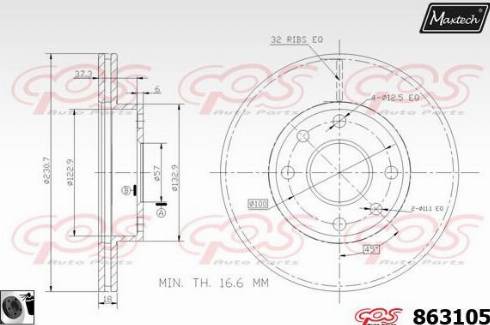 Maxtech 863105.0060 - Гальмівний диск autozip.com.ua